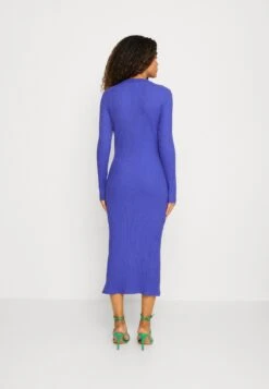 Even&Odd Circ Long Sleeves Midi High Slit Dress - Robe Pull - Blue -Even&Odd 1160c199d8e24ff484e5e2971709ba26