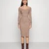 V Ausschnitt Ripp Mini Bodycon Strickkleid - Robe Fourreau - Taupe -Even&Odd 1b145222bd9d4b81a0ff5ccb4930c1aa