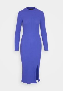 Even&Odd Circ Long Sleeves Midi High Slit Dress - Robe Pull - Blue -Even&Odd 2dbe7fef8e674a38a51b98c507a4a647