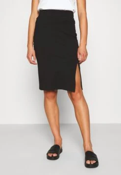 Even&Odd Basic - Midi Skirt With Slit - Jupe Crayon - Black