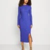 Even&Odd Circ Long Sleeves Midi High Slit Dress - Robe Pull - Blue -Even&Odd 986ef2ad01544747b92ec6f142e02bc1