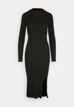 Even&Odd Circ Long Sleeves Midi High Slit Dress - Robe Pull - Black -Even&Odd 99fe3bd0627143fca3839945025a19ba