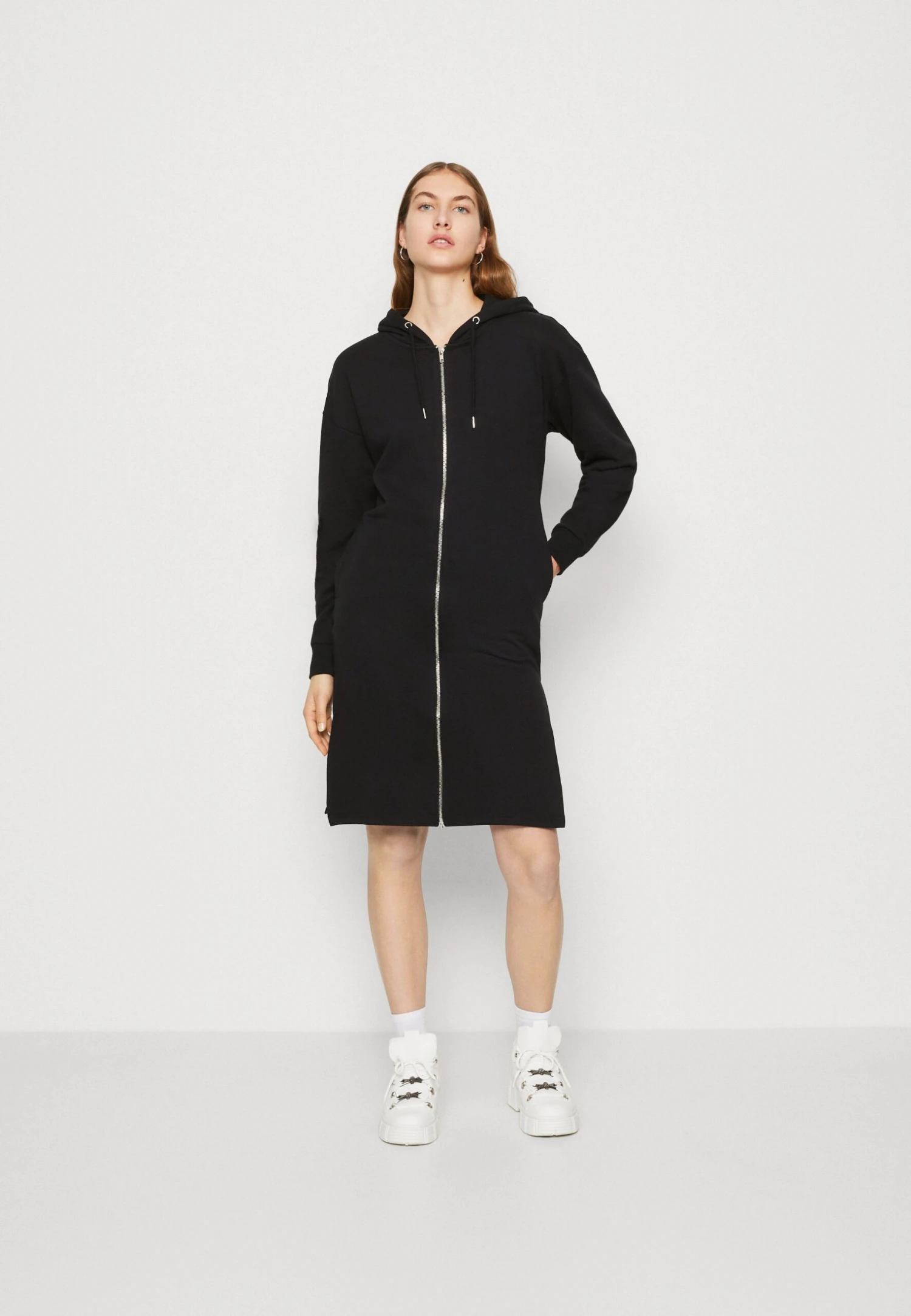 Even&Odd Extra Long Jacket - Sweat Zippé - Black 3 Even&Odd Extra Long Jacket - Sweat Zippé - Black