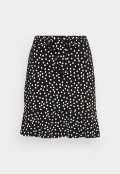 Even&Odd Mini Skirt With Volant - Jupe Trapèze - Black/White -Even&Odd bd7fd1ad95854f88a1dda94dc4ff9636