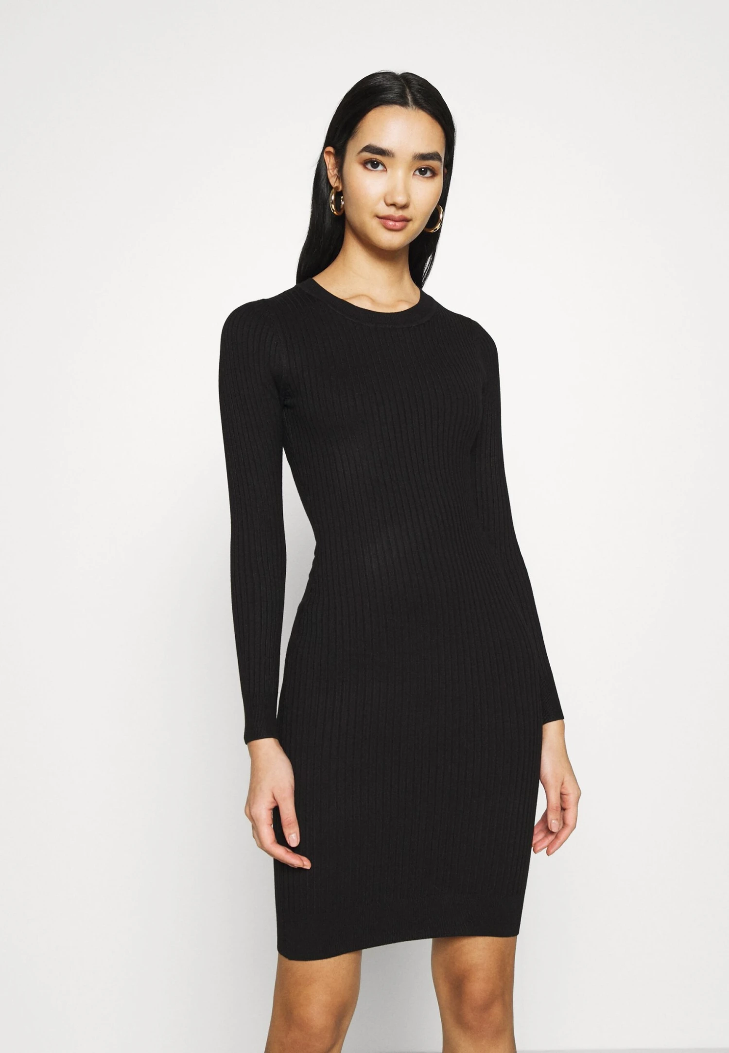 Even&Odd Crew Ausschnitt Ripp Basic Bodycon Mini Strickkleid - Robe Fourreau - Black 3 Even&Odd Crew Ausschnitt Ripp Basic Bodycon Mini Strickkleid - Robe Fourreau - Black
